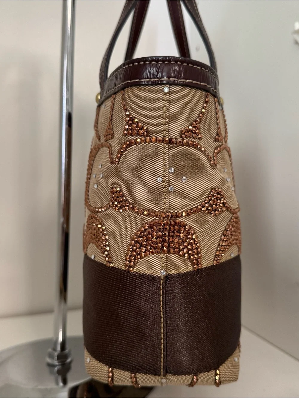 Custom vintage Coach Signature Hand-Rhinestoned Sequin mini Bag –One of a Kind ✨